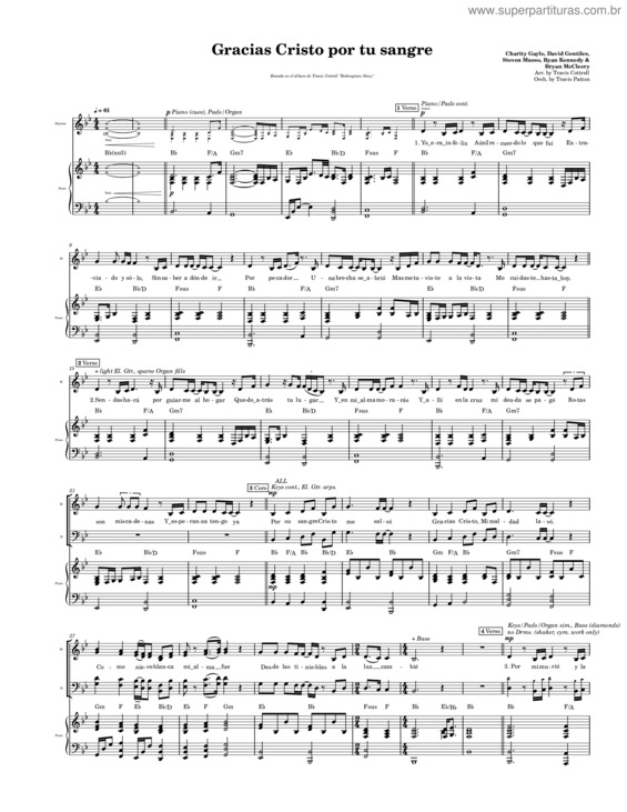 Partitura da música Gracias Cristo Por Tu Sangre