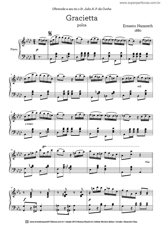 Partitura da música Gracietta