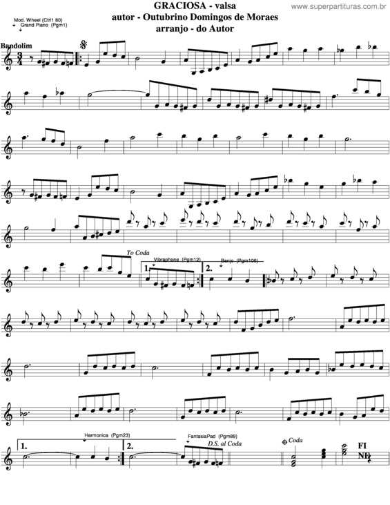 Partitura da música Graciosa v.4