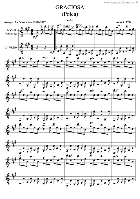 Partitura da música Graciosa v.9