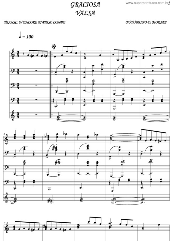 Partitura da música Graciosa