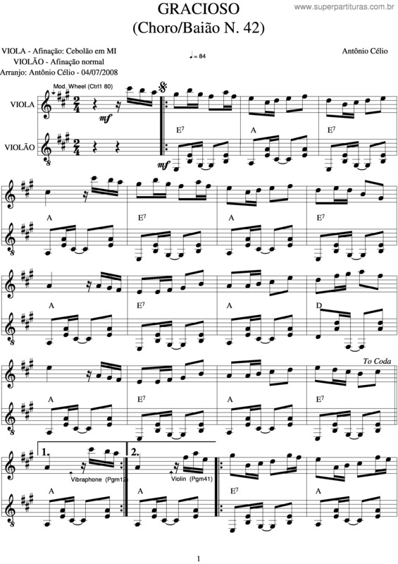 Partitura da música Gracioso v.2