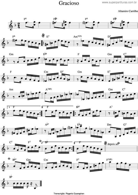 Partitura da música Gracioso