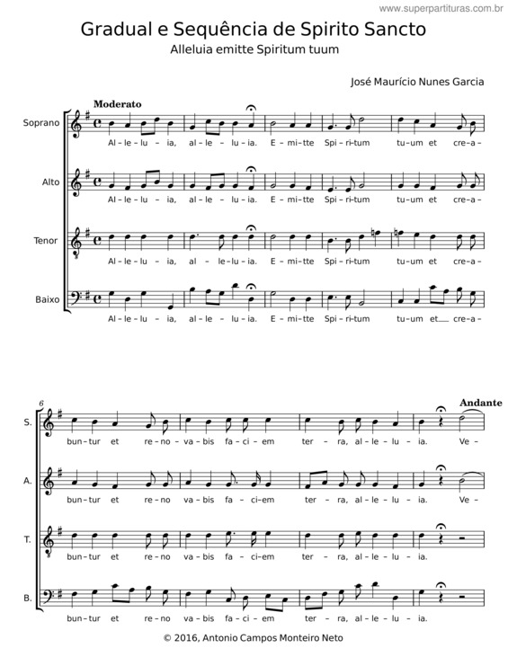 Partitura da música Gradual E Sequência De Spirito Sancto – José Maurício Nunes Garcia