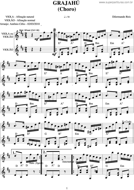 Partitura da música Grajahú v.4