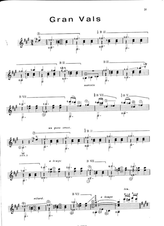 Partitura da música Gran Vals v.3