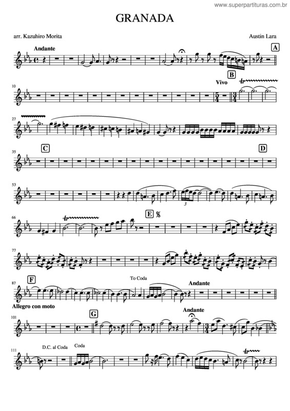 Partitura da música Granada Oboe