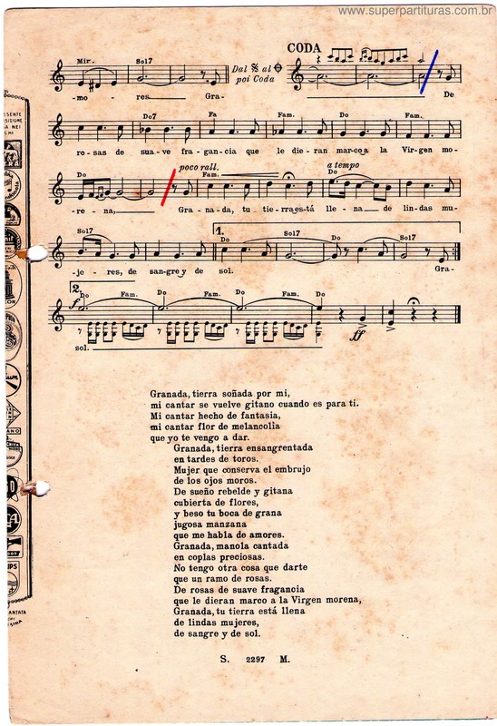 Partitura da música Granada Pág. 2
