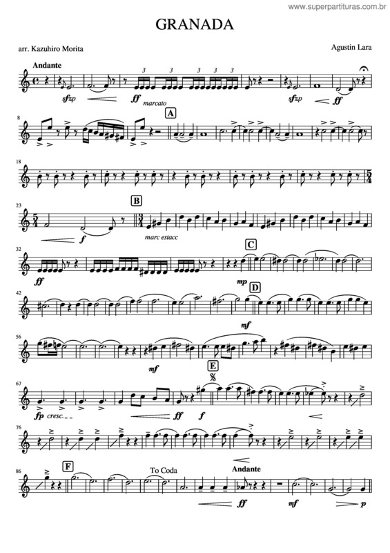 Partitura da música Granada Sax Baritone