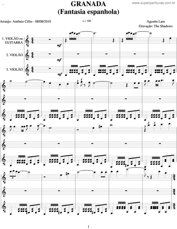 Partitura da música Granada v.10