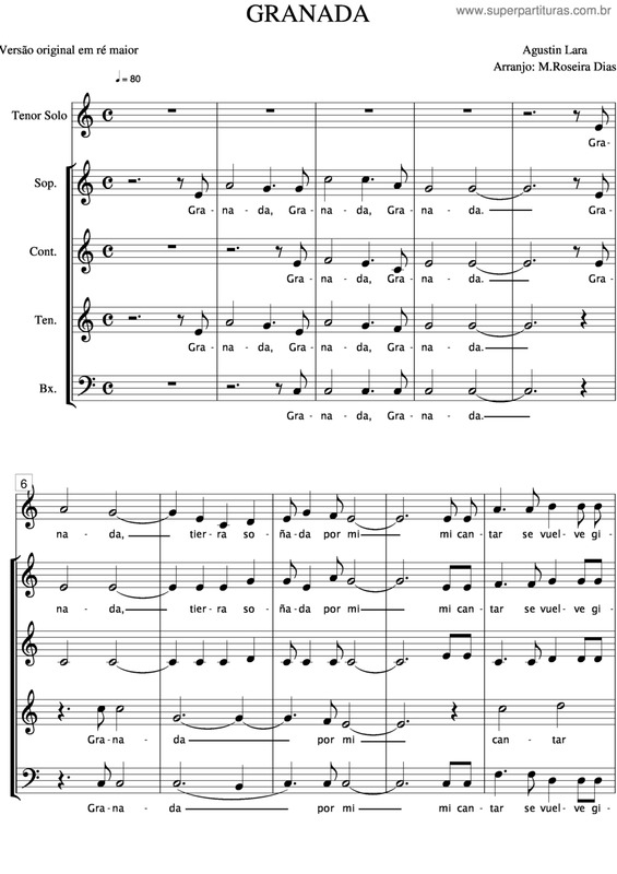 Partitura da música Granada v.5