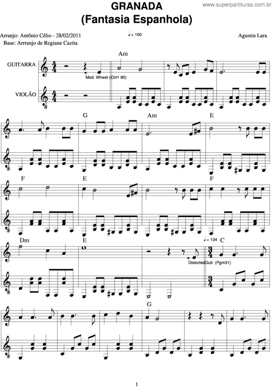 Partitura da música Granada v.9