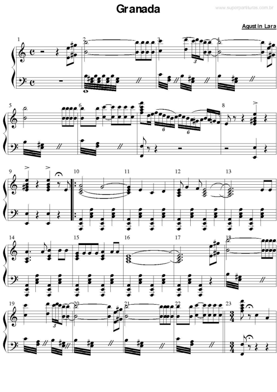 Partitura da música Granada