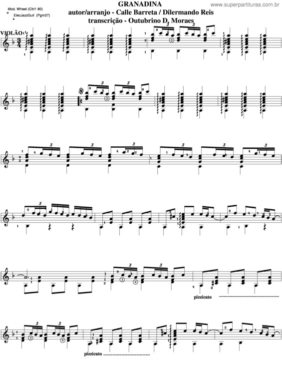 Partitura da música Granadina v.2