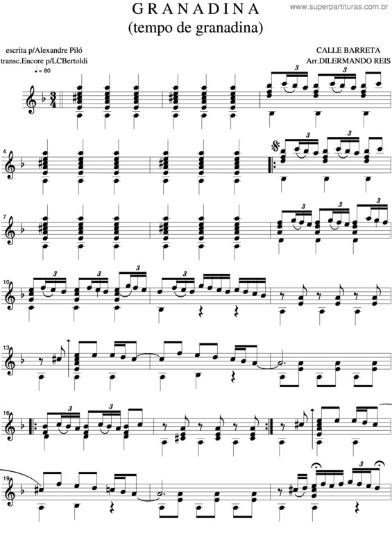 Partitura da música Granadina