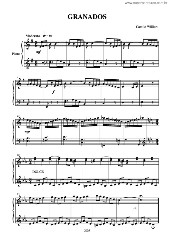 Partitura da música Granados