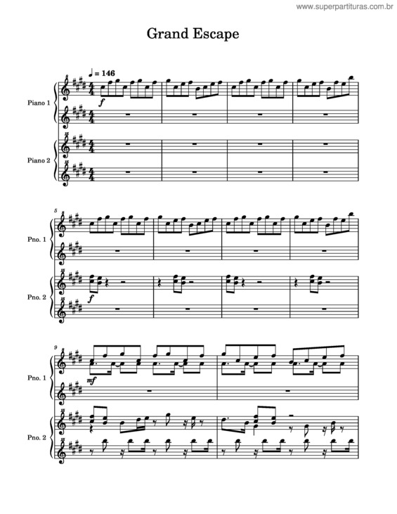 Partitura da música Grand Escape – Radwimps Piano Duet