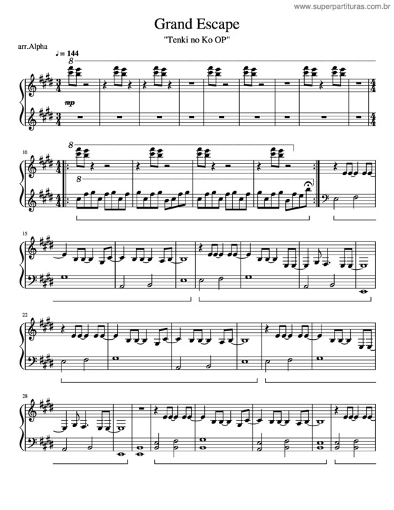 Partitura da música Grand Escape v.3