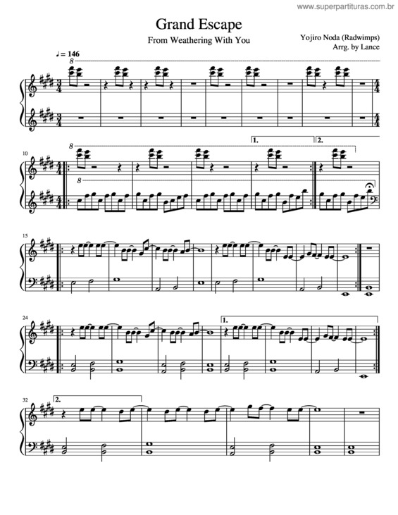 Partitura da música Grand Escape