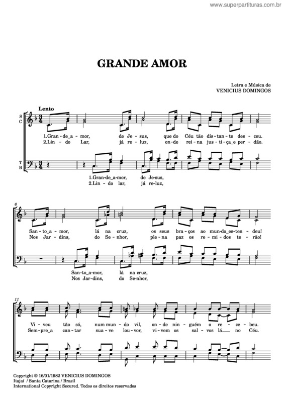Partitura da música Grande Amor v.2