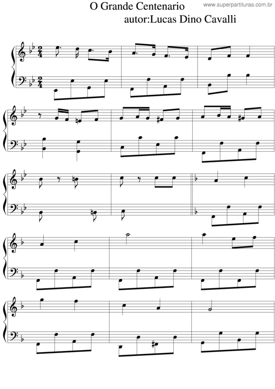 Partitura da música Grande Centenario