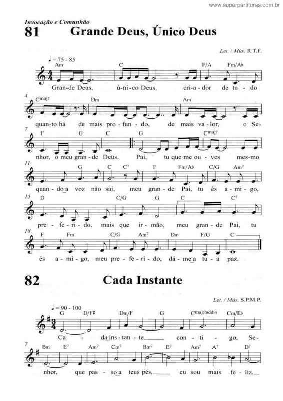 Partitura da música Grande Deus, Único Deus