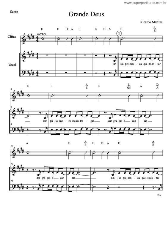 Partitura da música Grande Deus