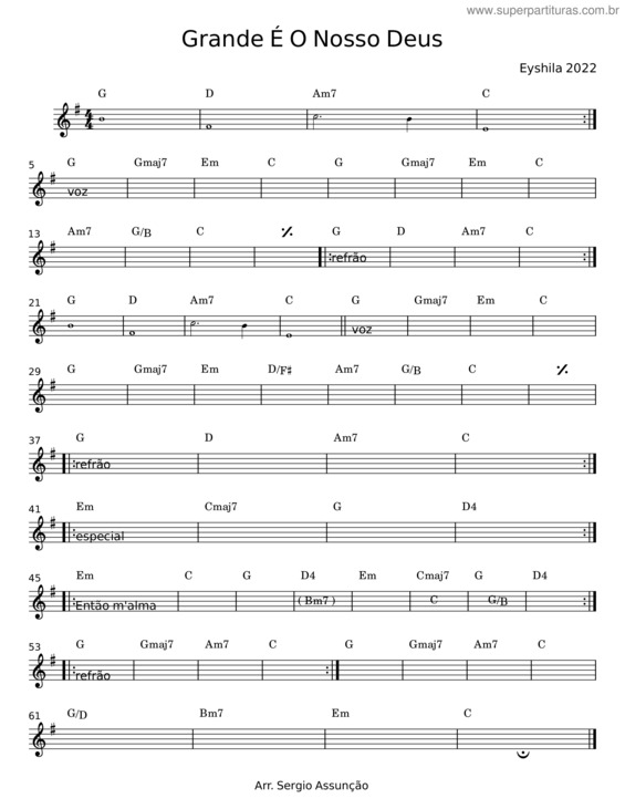 Partitura da música Grande É O Nosso Deus