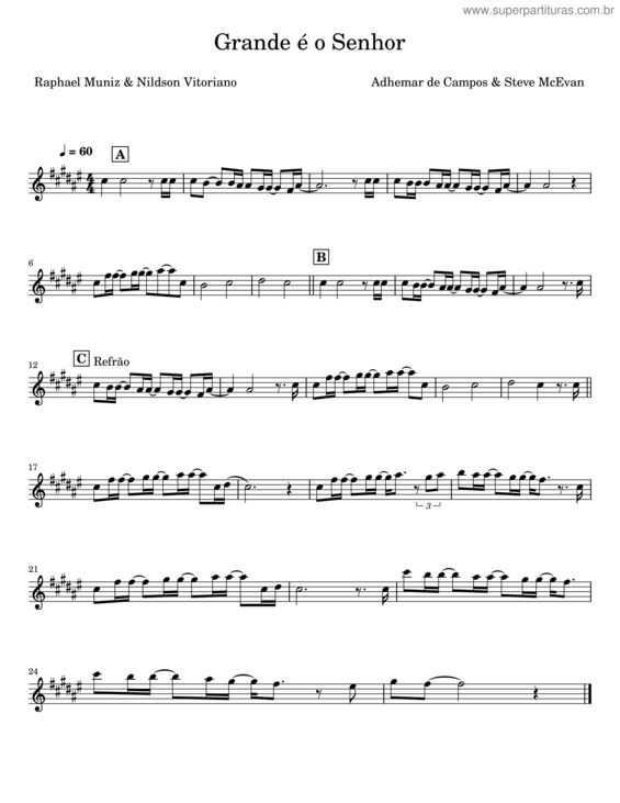 Partitura da música Grande É O Senhor – Adhemar De Campos v.2