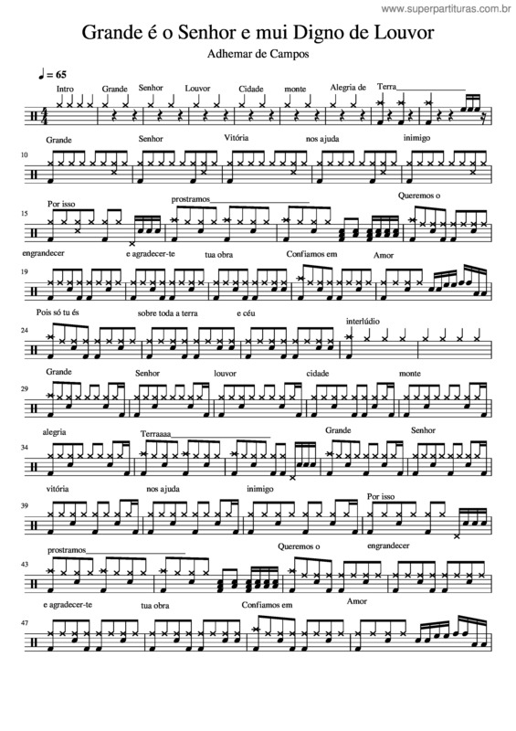 Partitura da música Grande É O Senhor E Mui Digno De Louvor