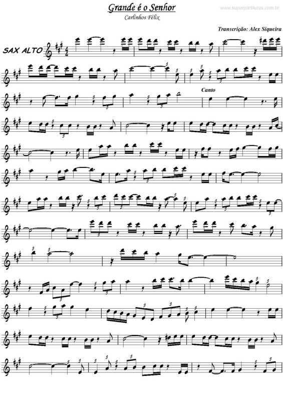 Partitura da música Grande é o Senhor v.2