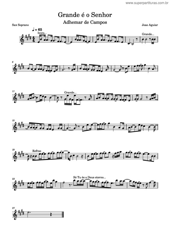 Partitura da música Grande É O Senhor v.22