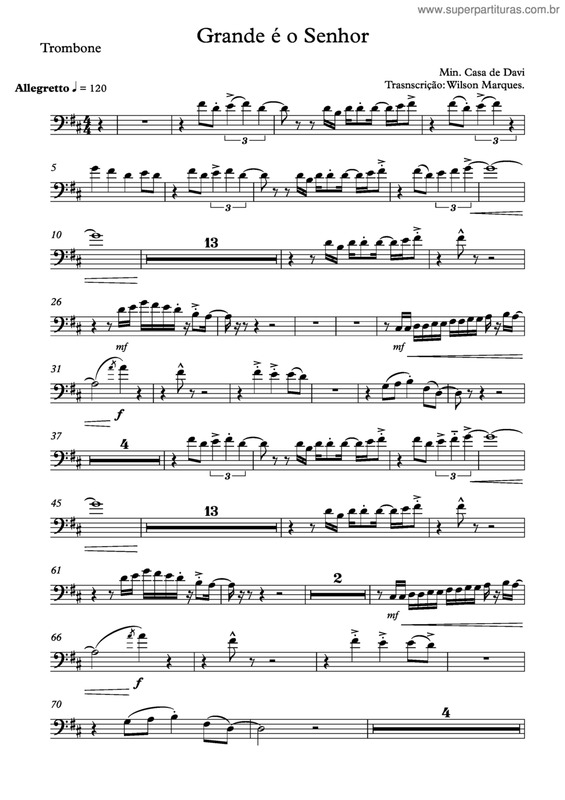 Partitura da música Grande é o Senhor v.3