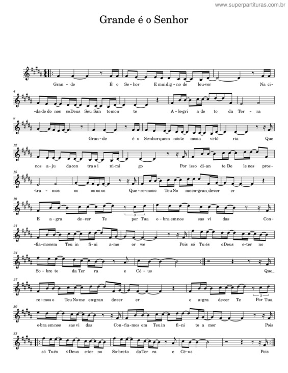 Partitura da música Grande É O Senhor v.38
