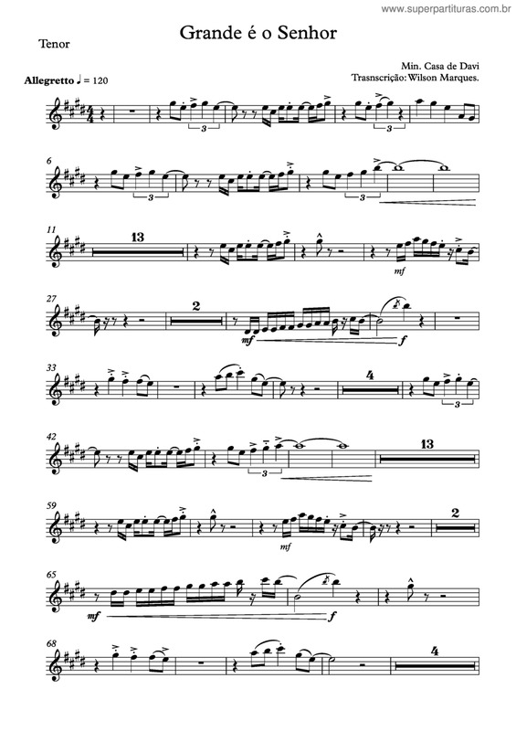 Partitura da música Grande é o Senhor v.4