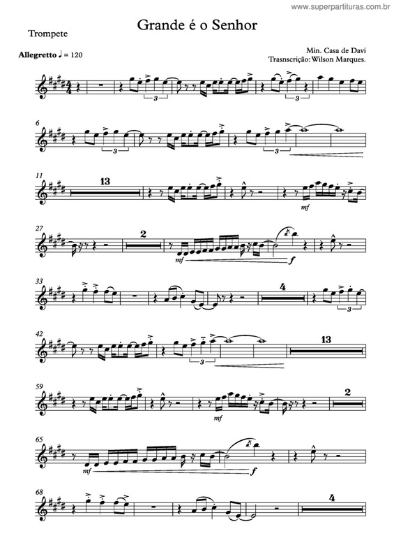 Partitura da música Grande é o Senhor v.6