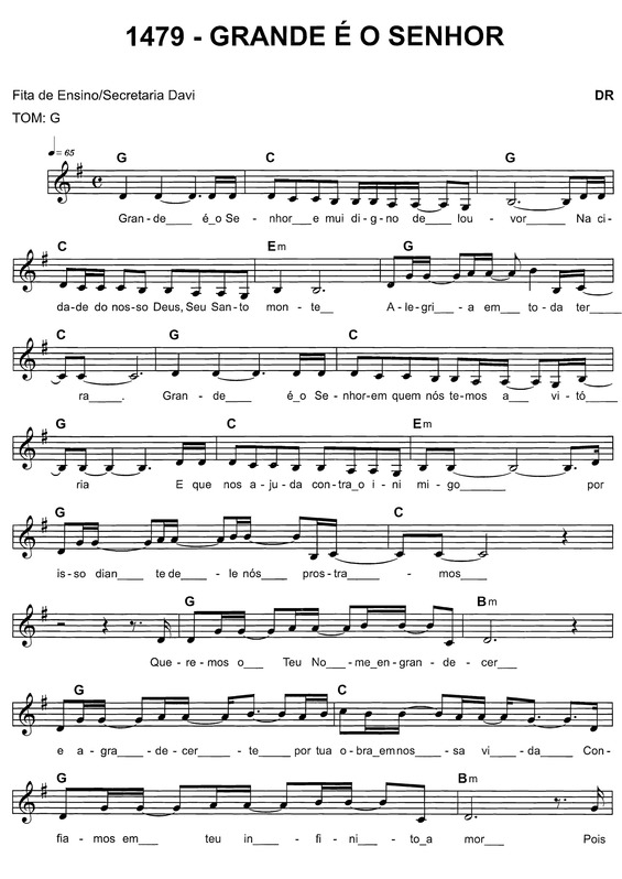 Partitura da música Grande É O Senhor v.7