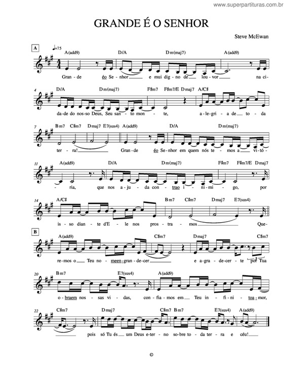 Partitura da música Grande É O Senhor v.8