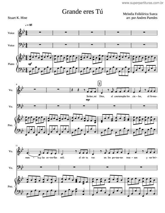 Partitura da música Grande Eres Tu