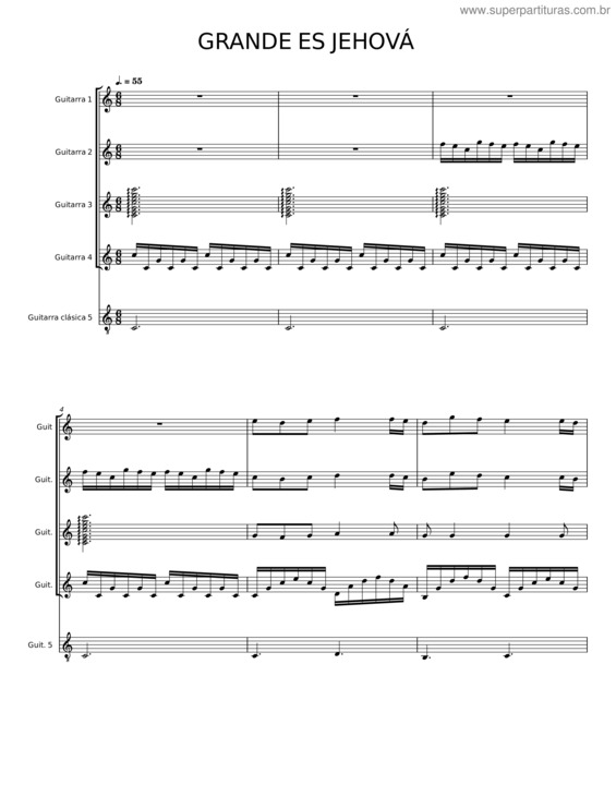 Partitura da música Grande Es Jehová