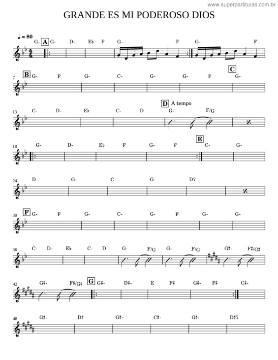 Partitura da música Grande Es Mi Poderoso Dios