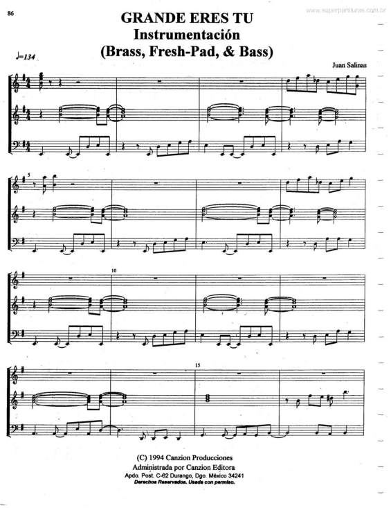 Partitura da música Grande Esres Tu