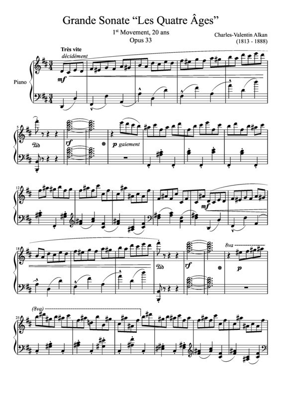 Partitura da música Grande Sonate Les Quatre Ages Opus 33 1st Movement