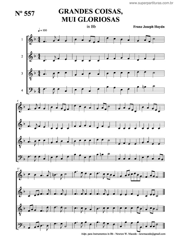 Partitura da música Grandes Coisas, Mui Gloriosas v.2