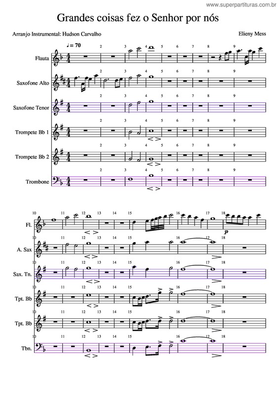 Partitura da música Grandes Coisas Fez O Senhor Por Nós