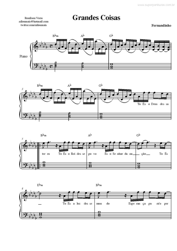 Partitura da música Grandes Coisas v.2