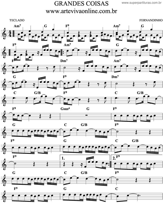 Partitura da música Grandes Coisas v.5