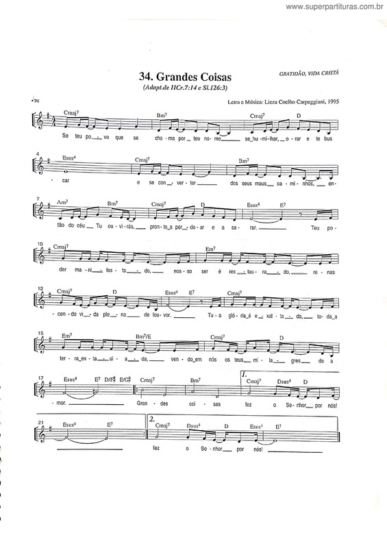 Partitura da música Grandes Coisas v.6