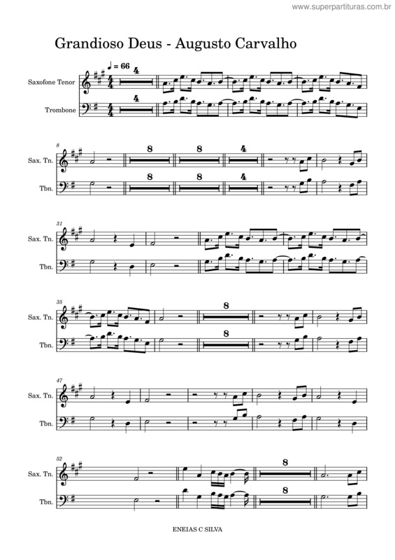 Partitura da música Grandioso Deus