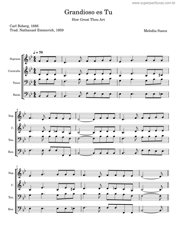 Partitura da música Grandioso És Tu – Nathanael Emmerich